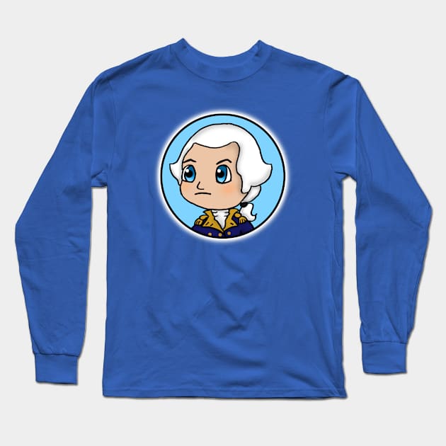 Chibi George Washington - Patriot Portrait Long Sleeve T-Shirt by Aeriskate